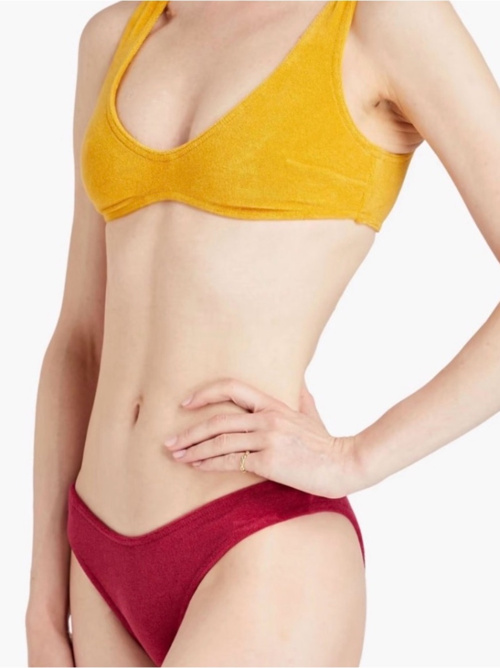 Zimmermann Mustard Scoop Bikini Top & Wine Hipster Bottoms